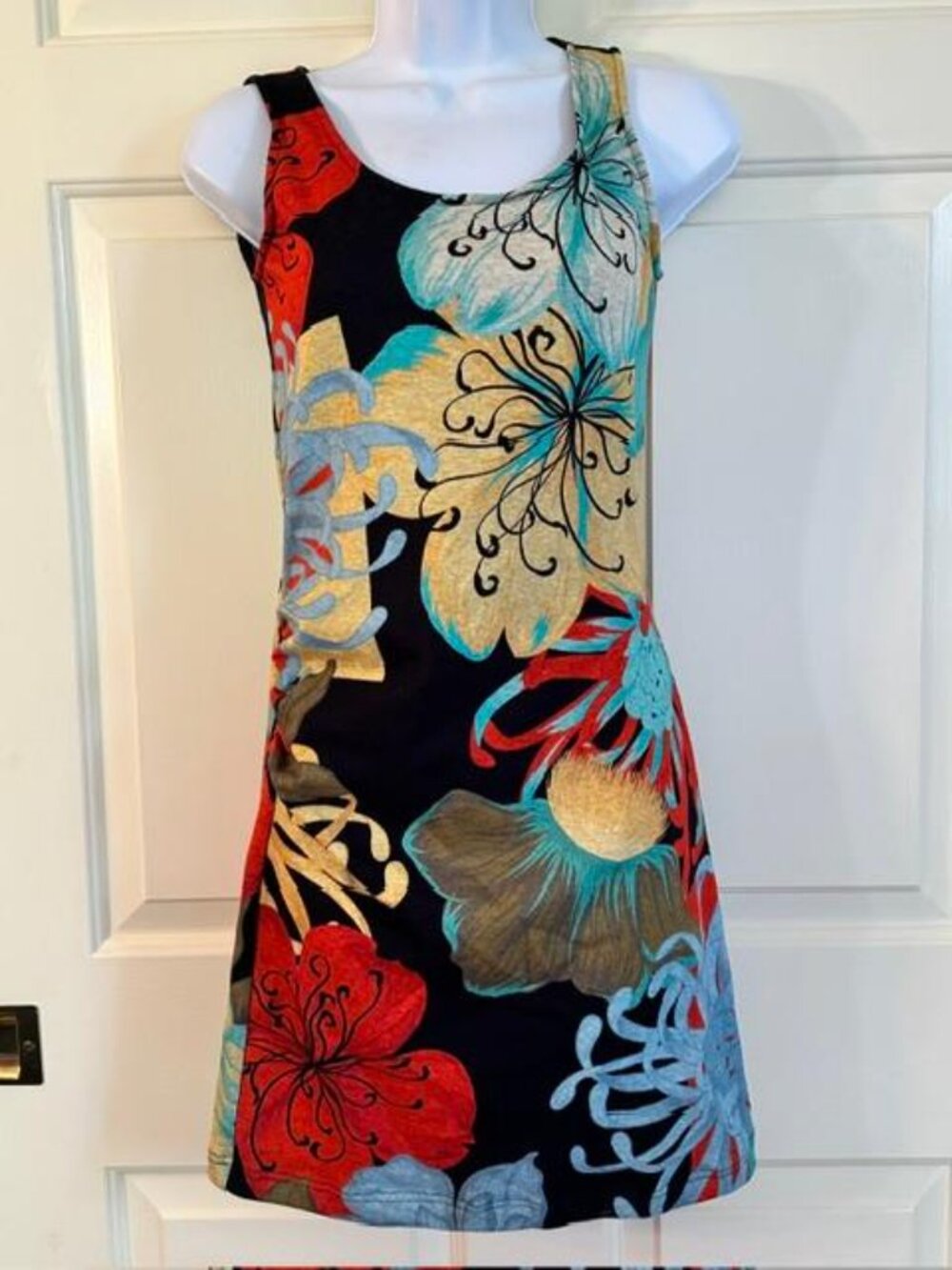 * The Kit Women's Dress by Daniel Vosovic Ruched Midi Tank Black Floral XS